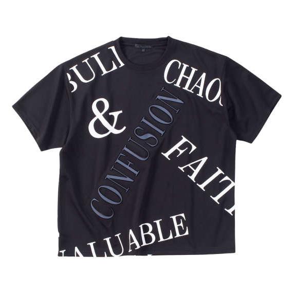 クロスエンボスロゴ半袖Tシャツ 大きいサイズ メンズ in the attic  ブラック
