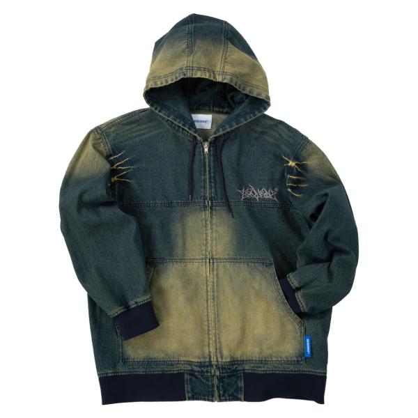 【新作・新着商品！】ウォッシュドデニムフルジップパーカー 大きいサイズ メンズ SEQUENZ  ネ...