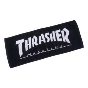 MAG LOGOフェイスタオル 大きいサイズ メンズ THRASHER  ブラック×ホワイト｜bigsize