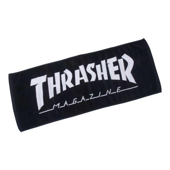 MAG LOGOフェイスタオル 大きいサイズ メンズ THRASHER  ブラック×ホワイト