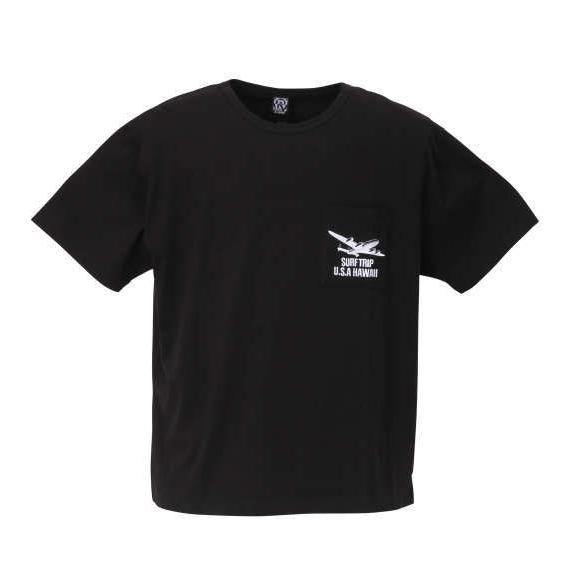 AIR TICKETポケット付半袖Tシャツ 大きいサイズ メンズ RealBvoice  ブラック