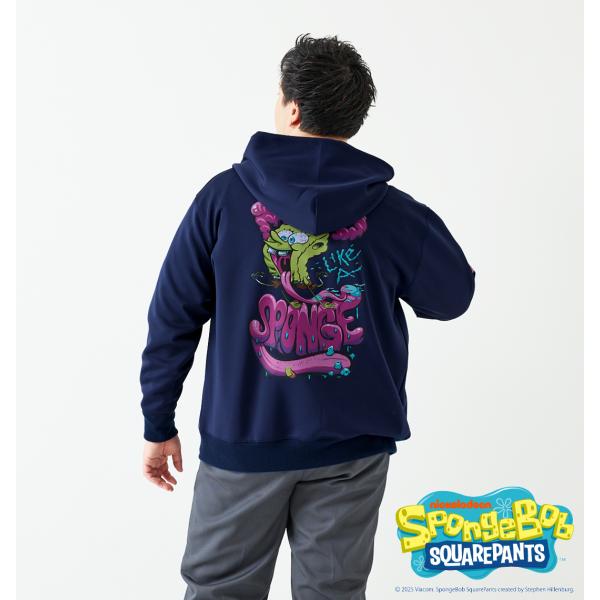 【新作・新着商品！】ダンボールニットプリントフルジップパーカー 大きいサイズ メンズ SPONGEB...