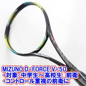 D-FORCE V-50(ホライゾンブルー×ソニックライム)　(張人張り上げオプション有り)ミズノ　ソフトテニスラケット　前衛｜bigsports