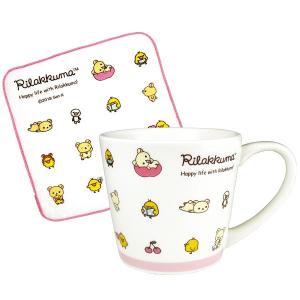 リラックマ Happy life with Rilakkumaテーマ マグ＆タオルセット アイコン/ピンク RK-5524337PKの商品画像