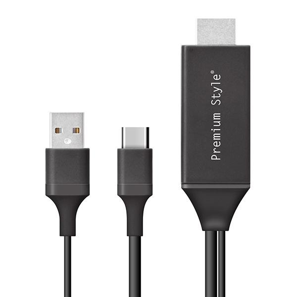 USB-Cコネクタ HDMIミラーリングケーブル 3m ブラックPG-UCTV3MBK (メール便送...