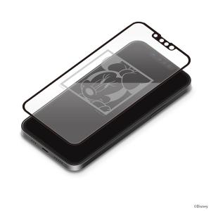 ディズニー iPhone 13/13 Pro用 抗菌液晶全面保護ガラス ミニーマウス PG-DGL21K02MNE (メール便送料無料)