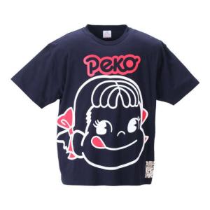 大きいサイズ メンズ PeKo&PoKo ビッグプリント半袖Tシャツ ネイビー｜bigstoreshop