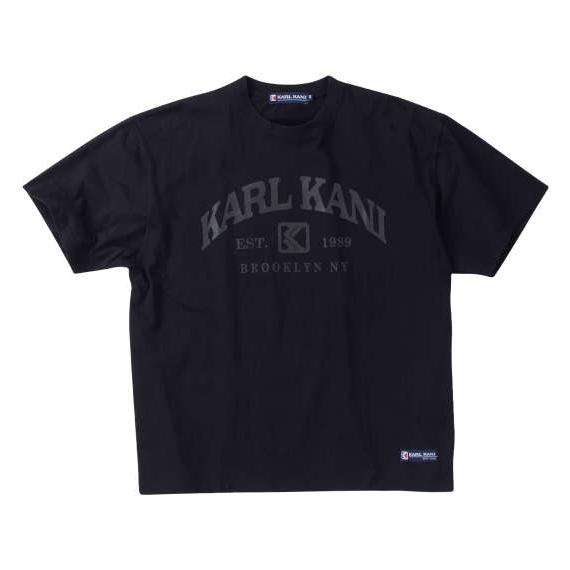 大きいサイズ メンズ KARL KANI 天竺半袖Tシャツ ブラック