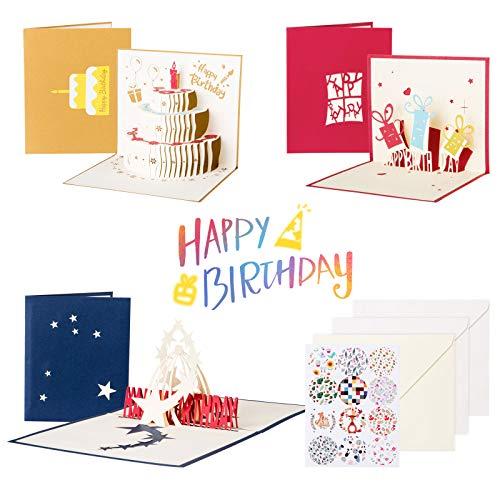 Kesote バースデーカード 誕生日カード メッセージカード ポップアップカード 立体カード 3枚...