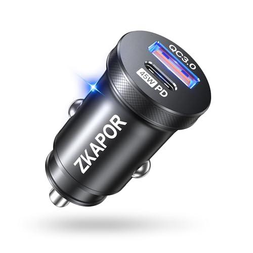ZKAPOR シガーソケットUSB-C &amp; USB PD45W*QC3.0 急速充電 カーチャージャ...