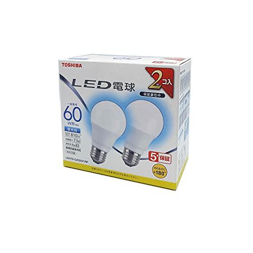東芝(TOSHIBA) LED電球 60W相当 広配光 昼光色 E26口金 2P 密閉器具対応 LD...