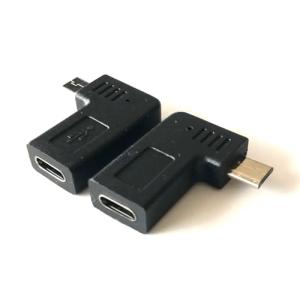 Access Type C to Micro USB 変換 アダプタ, 90度角度付き L字型 タイプ-C メス to マイクロUSB オス 5ピン USB 端子 変換コネクタ アダプタ * マイクロファイバ｜bigsun7