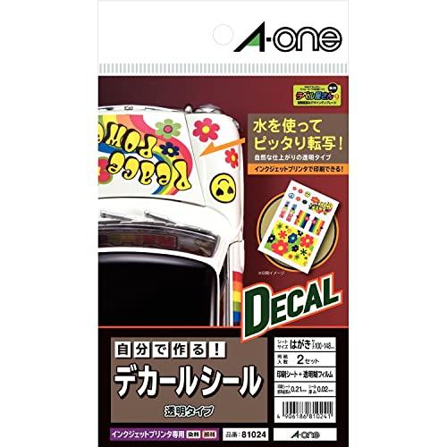 エーワン 自分で作るデカールシール 透明 はがき 2セット 81024