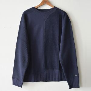 ５４，５６サイズ　NIGEL CABOURN  ナイジェルケーボン　ARMY CREW JARSEY パネルスウェット　ネイビー　大きいサイズ｜bigtaffy