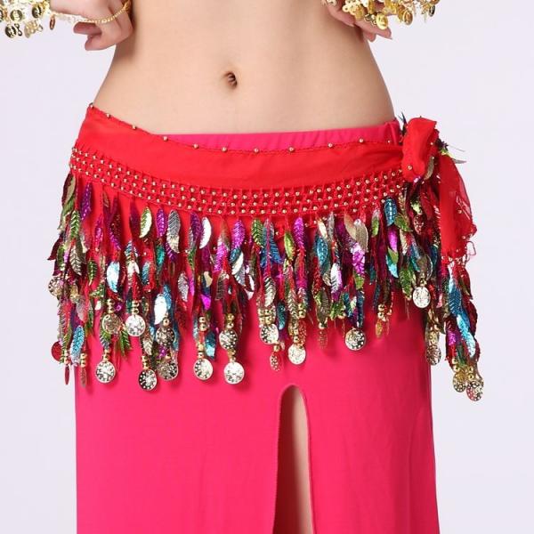 腰巻 ベリーダンス衣装　ベリーダンスヒップスカーフカラー木の葉 コインヒップスカーフ　レッスンウェア...