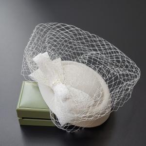 ベール付き　トークハット　トーク帽　フォーマル ウェディングヘッドドレス