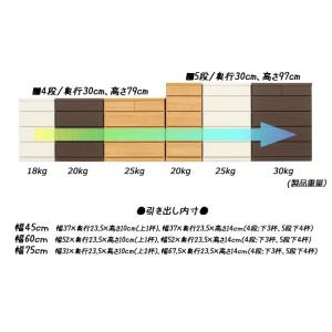 幅45cm 引出し5段 薄型チェスト 奥行30...の詳細画像5
