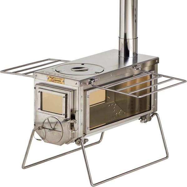 キャンプ テント 薪 ストーブ 6セクション 煙突 パイプ付き 3つの窓 ポータブル ウッド ストー...