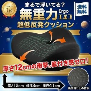 座布団 無重力 クッション エルゴ 約43×41cm 低反発 3D 立体形状 体圧分散 姿勢矯正 サポートクッション 美姿勢 お尻 腰 背中 負担軽減 穴あきクッション