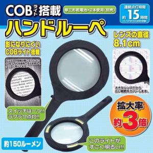 拡大鏡 COBライト搭載 ハンドルーペ LED ルーペ 3倍 手持ち むしめがね ライト付き 虫眼鏡 老眼 読書 ライト｜BIGWORLD ビッグワールド