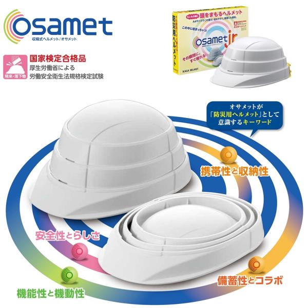 防災 ヘルメット オサメット 折りたたみ つば付き 防災用 サイズ調整 非常用 軽量 メンズ レディ...