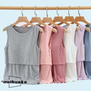 締め付けない胸パッド付き 授乳タンクトップ 授...の詳細画像1