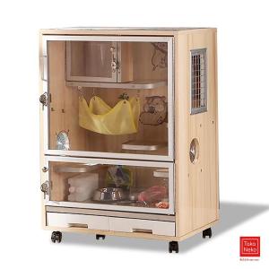 チンチラ ケージ ウサギ ケージ 大型 小動物 ケージ 小動物飼育ケージ 木製 チンチラ ハウス ペットケージ 猫 透明ドア 車輪と引き出しトレイ付き ペットケージ