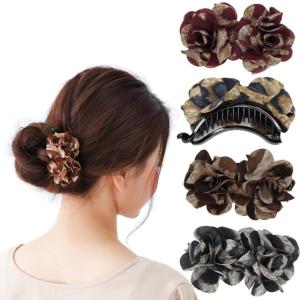 バナナクリップ 使いやすい横型 ツインフラワー スプリングが入ってさらに扱いやすくなりました ヘアアクセサリー