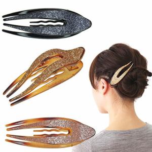 サイドバンス クリップ  横型 シャープなツバメ型 キラキラ グリッター ヘアアクセサリー