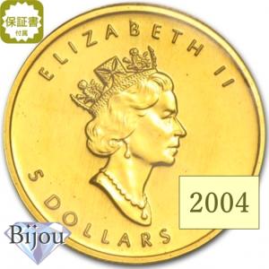 メイプルリーフ金貨 1/10オンス 2004年 純金 24金 3.11g クリアケース入 中古美品 保証書付 送料無料 ギフト｜bijou-shop