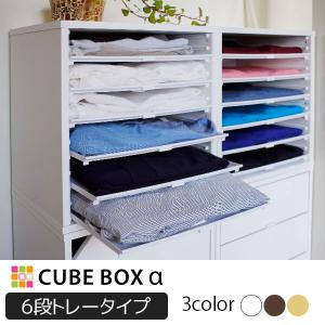 衣服の整理に 衣装ケース キューブボックスα 浅型トレー6 引き出し