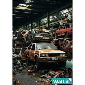 Wall.it A4 フィギュアディスプレイケース専用背面デザインシート 縦向 廃車場 工場 ガレー...