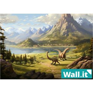 Wall.it A4 フィギュアディスプレイケース専用背面デザインシート 横向 恐竜時代 ジャングル...