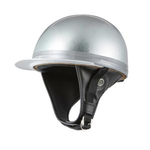 バイクヘルメット コルク半キャップ ソリッド シルバーラメ フリーサイズ ３つのボタン SG規格適合 PSCマーク取得 ソリッド 原付・スクーター ヘルメット