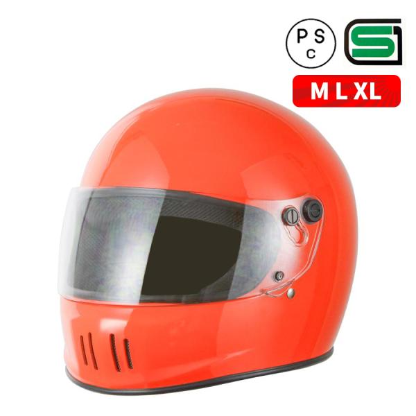 バイク ヘルメット フルフェイスヘルメット ノスタルジックヘルメット オレンジ M L XL 57-...