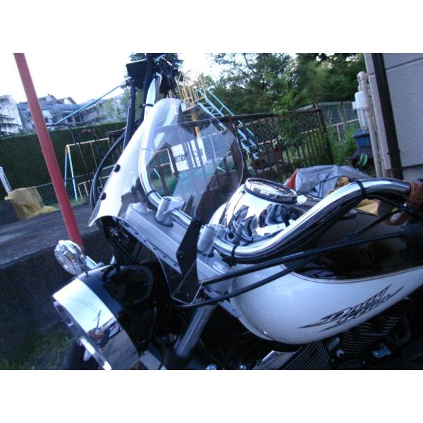 1年保証付きDS250 ドラッグスター250 WS-01M 取り付けバンド付 汎用 ウインドスクリー...