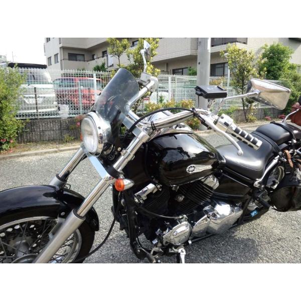 1年保証付きDS400 ドラッグスター400 WS-01M 取り付けバンド付 汎用 ウインドスクリー...