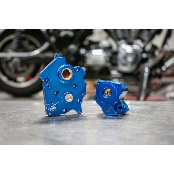 S&amp;Sサイクル 310-0997B カムサポートオイルポンプ プレートキット M8(水冷) ブルー ...