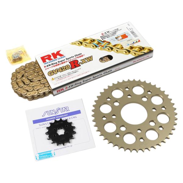 サンスター KR20303 スプロケット&amp;チェーンキット ゴールド 428 フロント19T リア56...