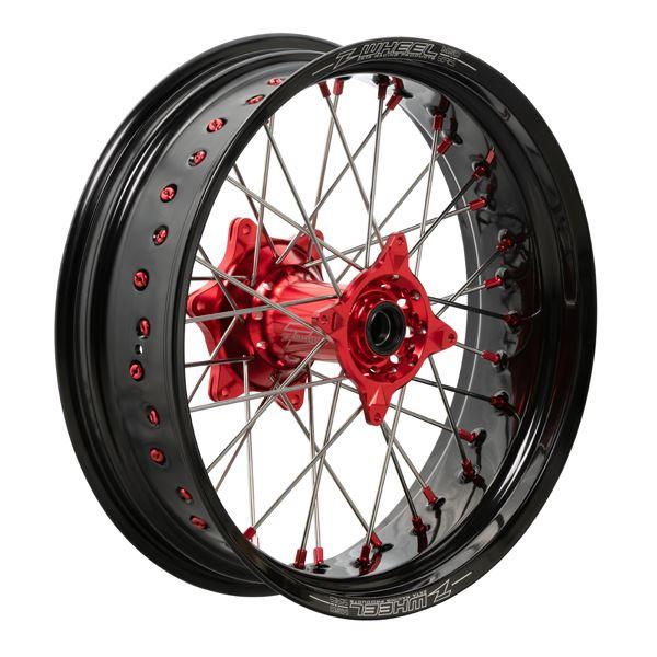 Z-Wheel W27-21112 AR1モタードホイールキット ハブレッド/リムブラック/ニップル...