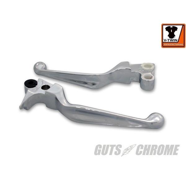 V-TWIN ブイツイン 26-2178 クラッチ&amp;ブレーキレバーセット クローム 96-07年BT...