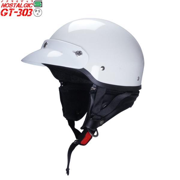 GT303 ヘルメット ノスタルジック GT-303 ホワイト バイザー付 ショート ホワイト 送料...
