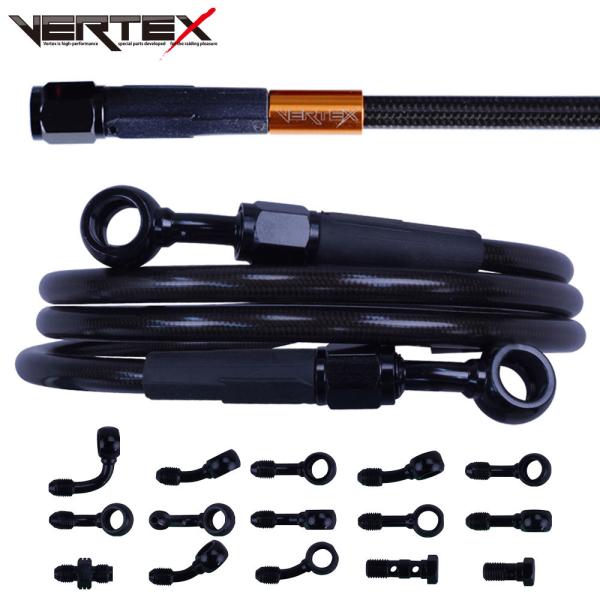 XLR250R メッシュ ブレーキホース リア 純正長 スモーク ブラック/ブラック メッシュブレー...