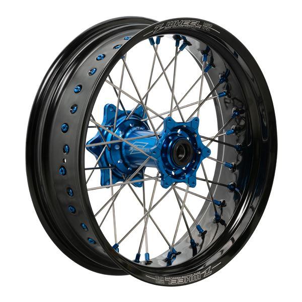 Z-Wheel W27-27112 AR1モタードホイールキット ハブブルー/リムブラック/ニップル...