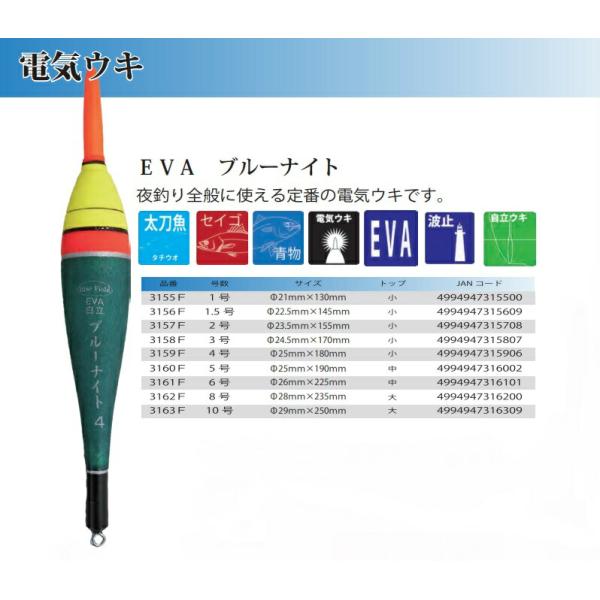 ウメズ UMEZU 3161F EVAブルーナイト 6号 φ26×225mm 電気ウキ 浮き 夜釣り...