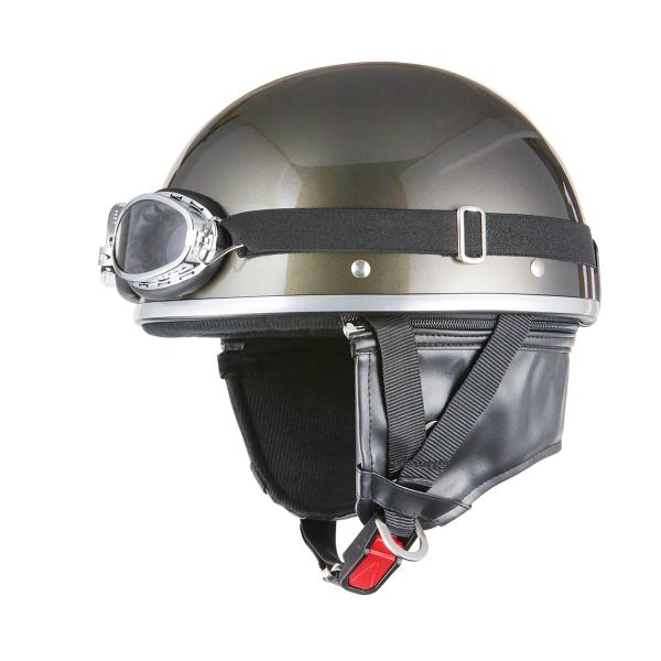 ヘルメット ビンテージ ゴーグル付き ガンメタ 新品 半キャップ・半ヘル バイクパーツセンター