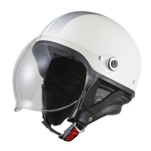 バイクヘルメット ポリスヘルメット ストリートハーフ 半帽ヘルメット ホワイト/シルバー フリーサイズ(57~60cm未満)｜bikepartscenter