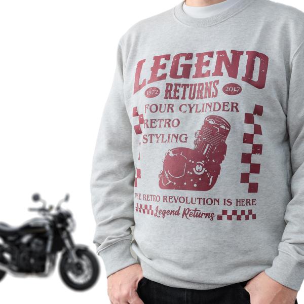 Z900RS カスタム BIKER STYLE オリジナルデザイン トレーナー スウェット 杢グレー...