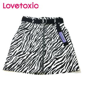 セール　【返品・交換不可】　Lovetoxic　ラブトキシック　子供服　ベルトつきジップゼブラ柄台形スカパン