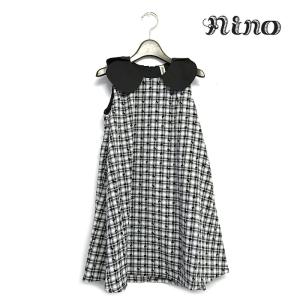 nino　ニノ　子供服　24春夏　ワンピース　ブラックチェックリボンプリント　110cm〜120cm｜billy-k